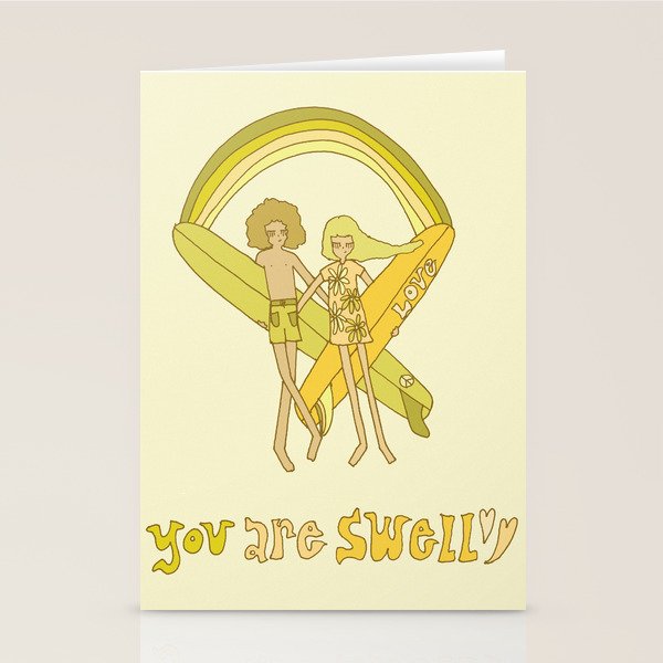 you are swell valentine // retro surf art by surfy birdy Stationery Card Gallery Image 2