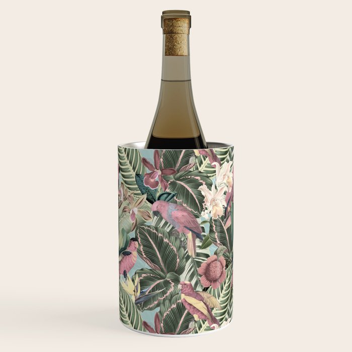 Vintage & Shabby Chic - Sepia Pink Tropical Bird Summer Garden Wine Chiller Gallery Image 1
