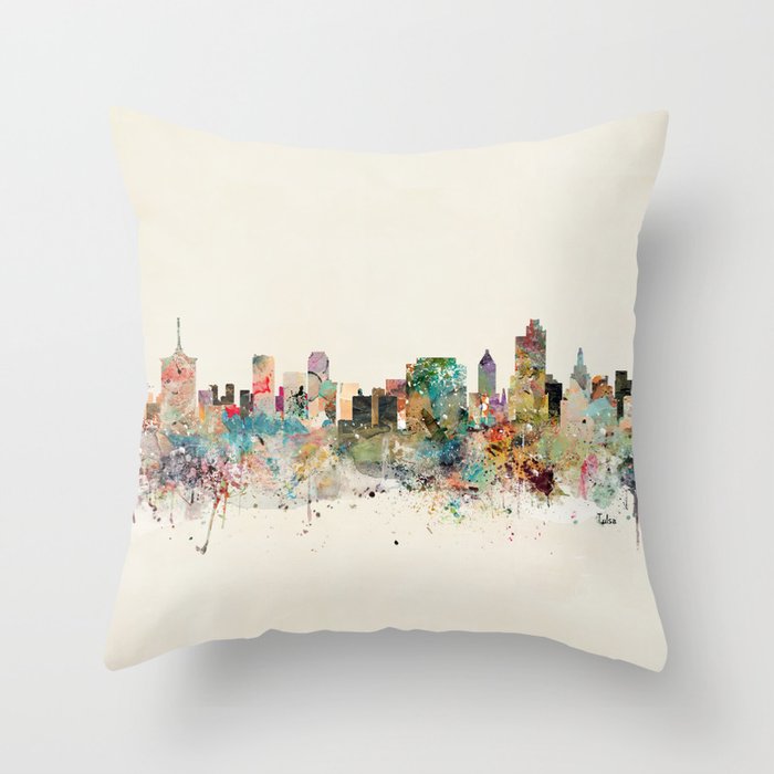 tulsa oklahoma skyline Throw Pillow Gallery Image 1