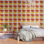Colorful Mid Century Modern Abstract Fun Shapes Patterns Space Age Orange Yellow Orbit Bubbles Wallpaper Gallery Image 3