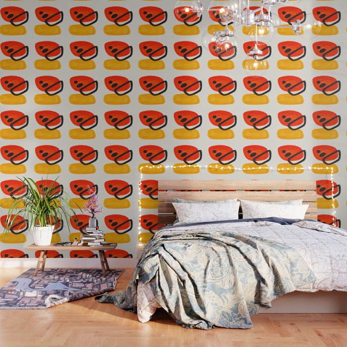 Colorful Mid Century Modern Abstract Fun Shapes Patterns Space Age Orange Yellow Orbit Bubbles Wallpaper Gallery Image 3
