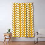 Mustard and White Scandinavian leaves pattern Window Curtain Gallery Image 5