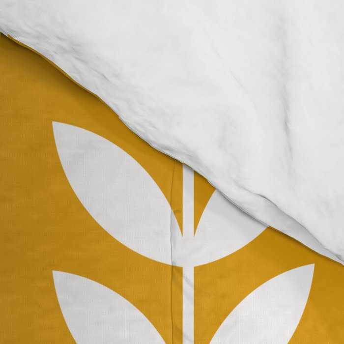 Mustard and White Scandinavian leaves pattern Comforter Gallery Image 4