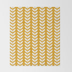 Mustard and White Scandinavian leaves pattern Throw Blanket Gallery Image 2