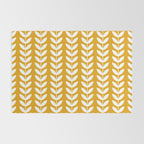 Mustard and White Scandinavian leaves pattern Rug Gallery Image 2