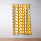 Mustard and White Scandinavian leaves pattern Window Curtain Gallery Image 3