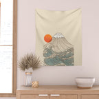 Mount Fuji the great wave  Wall Tapestry Gallery Image 2