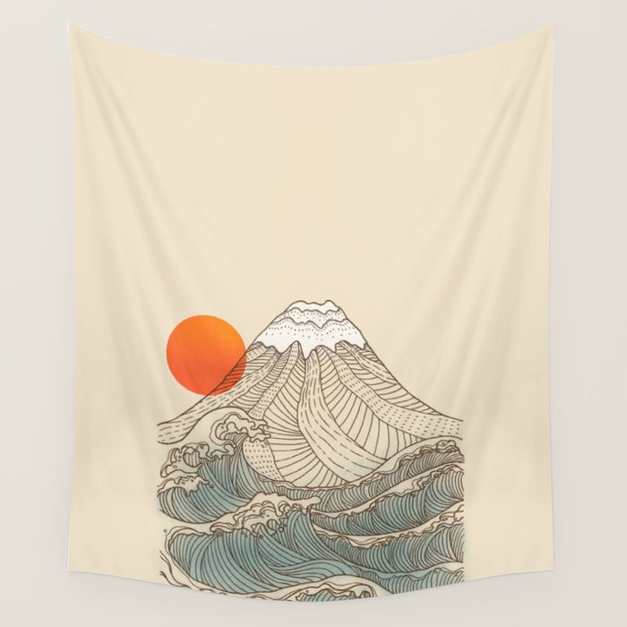 Mount Fuji the great wave  Wall Tapestry Gallery Image 1