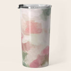 Rose Garden - Forest Sage Green Fuchsia Pink Floral Rose Garden Abstract Flower Painting Art Print Travel Mug Gallery Image 3