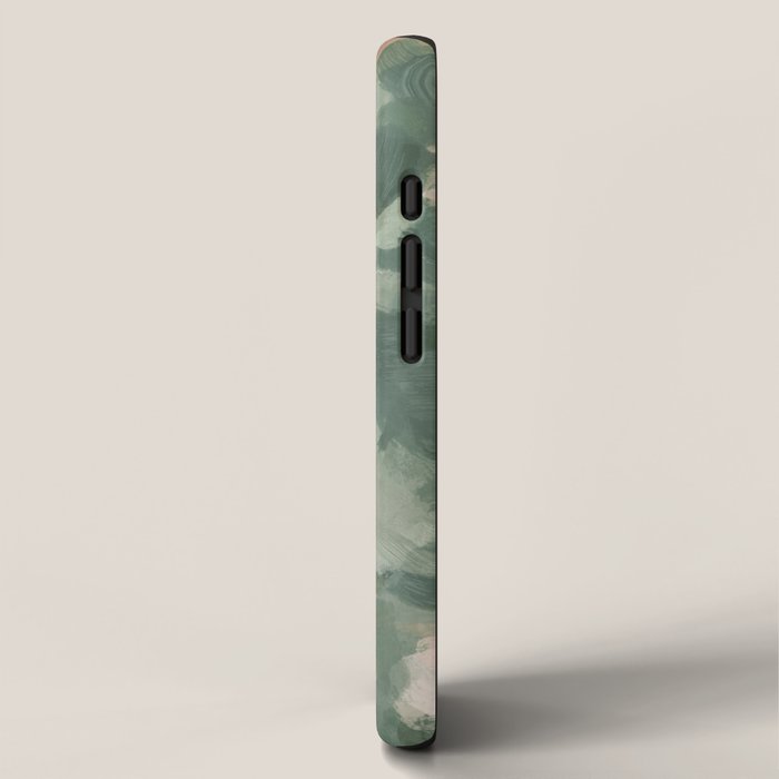 Rose Garden - Forest Sage Green Fuchsia Pink Floral Rose Garden Abstract Flower Painting Art Print iPhone Case Gallery Image 2