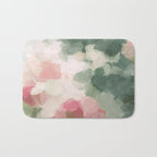 Rose Garden - Forest Sage Green Fuchsia Pink Floral Rose Garden Abstract Flower Painting Art Print Bath Mat Gallery Image 1