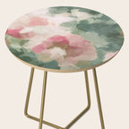 Rose Garden - Forest Sage Green Fuchsia Pink Floral Rose Garden Abstract Flower Painting Art Print Side Table Gallery Image 2