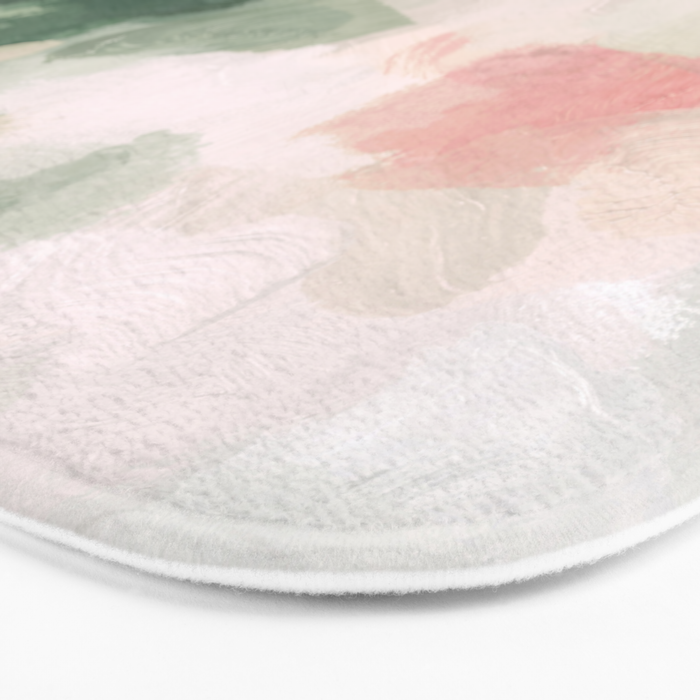 Rose Garden - Forest Sage Green Fuchsia Pink Floral Rose Garden Abstract Flower Painting Art Print Bath Mat Gallery Image 3