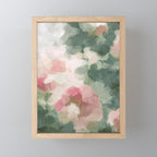Rose Garden - Forest Sage Green Fuchsia Pink Floral Rose Garden Abstract Flower Painting Art Print Mini Art Print Gallery Image 1