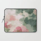 Rose Garden - Forest Sage Green Fuchsia Pink Floral Rose Garden Abstract Flower Painting Art Print Laptop Sleeve Gallery Image 1