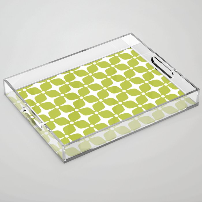 Mid Century Modern Star Pattern Chartreuse Green 2 Acrylic Tray Gallery Image 1