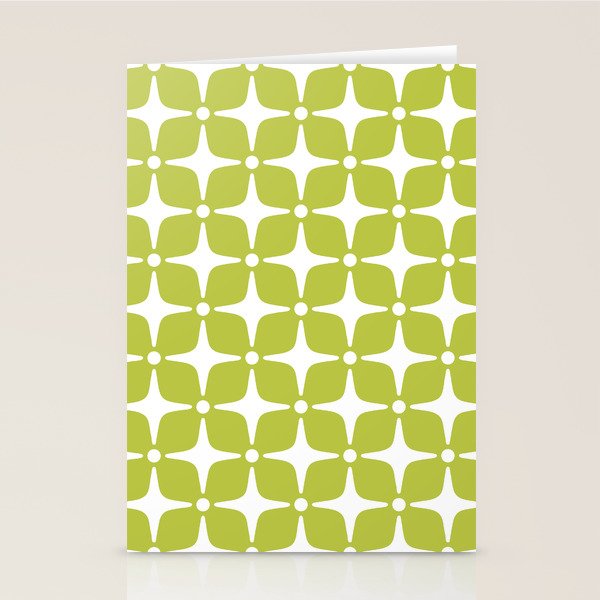 Mid Century Modern Star Pattern Chartreuse Green 2 Stationery Card Gallery Image 1