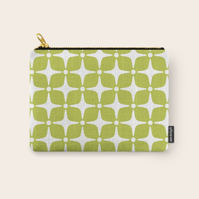Mid Century Modern Star Pattern Chartreuse Green 2 Carry All Pouch Gallery Image 1