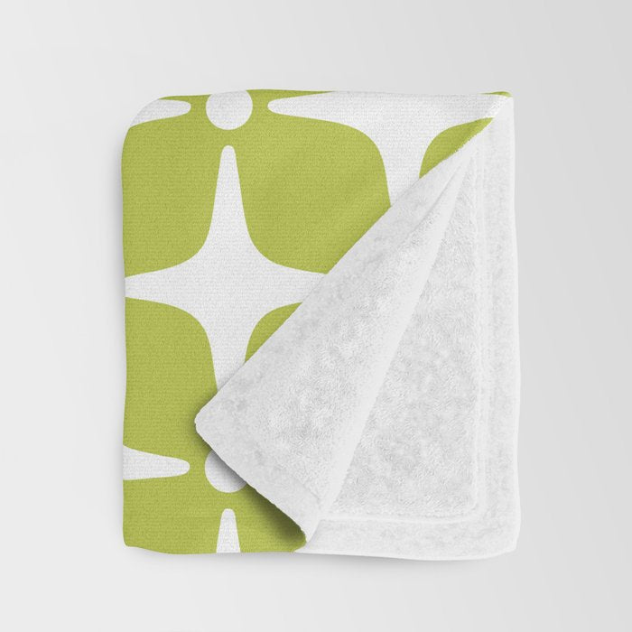 Mid Century Modern Star Pattern Chartreuse Green 2 Throw Blanket Gallery Image 3