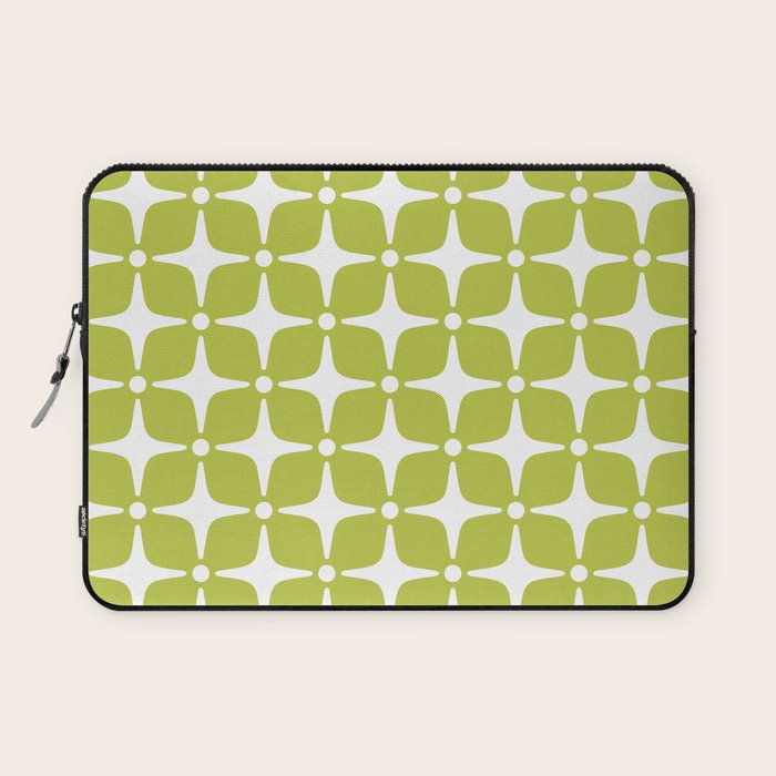 Mid Century Modern Star Pattern Chartreuse Green 2 Laptop Sleeve Gallery Image 1