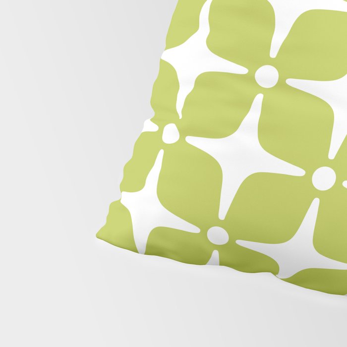 Mid Century Modern Star Pattern Chartreuse Green 2 Pillow Sham Gallery Image 4