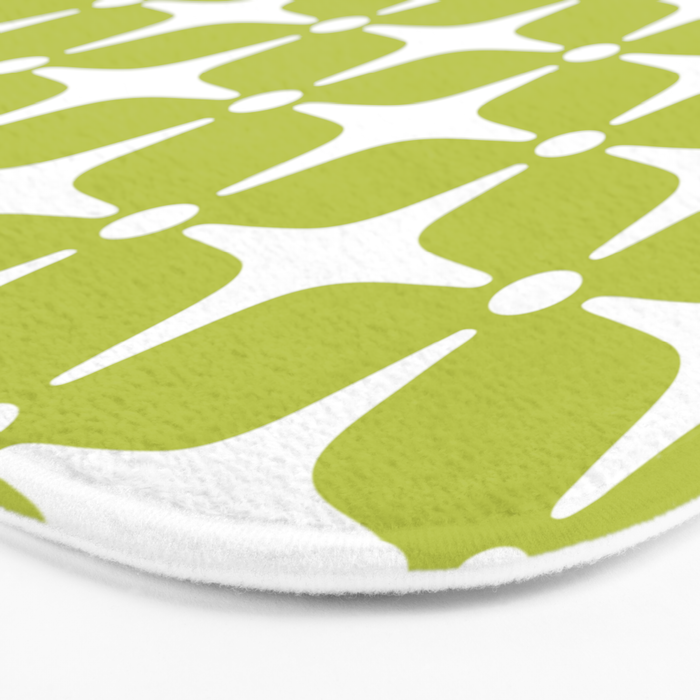 Mid Century Modern Star Pattern Chartreuse Green 2 Bath Mat Gallery Image 3