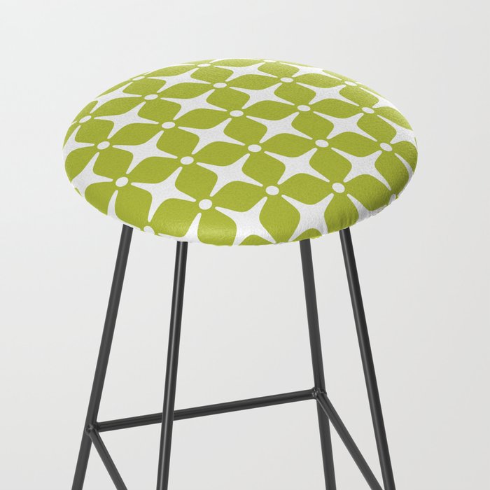 Mid Century Modern Star Pattern Chartreuse Green 2 Stool Gallery Image 2