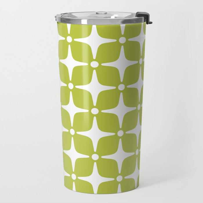 Mid Century Modern Star Pattern Chartreuse Green 2 Travel Mug Gallery Image 2