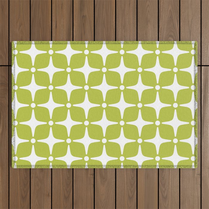 Mid Century Modern Star Pattern Chartreuse Green 2 Outdoor Rug Gallery Image 1