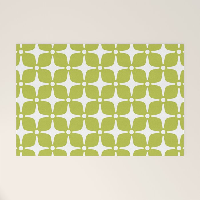 Mid Century Modern Star Pattern Chartreuse Green 2 Welcome Mat Gallery Image 1