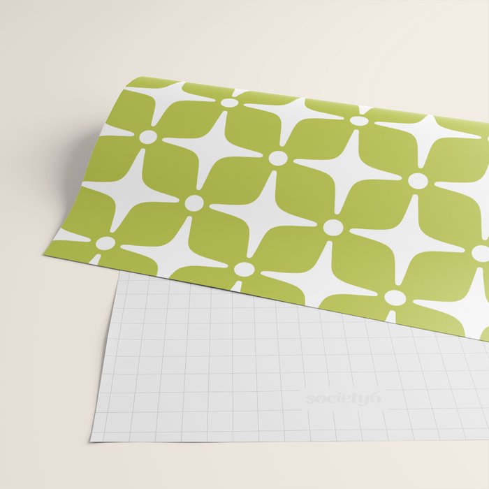 Mid Century Modern Star Pattern Chartreuse Green 2 Wrapping Paper Gallery Image 2