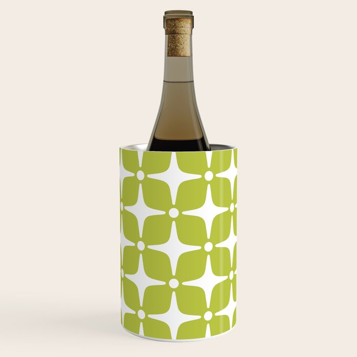 Mid Century Modern Star Pattern Chartreuse Green 2 Wine Chiller Gallery Image 2
