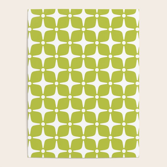 Mid Century Modern Star Pattern Chartreuse Green 2 Poster Gallery Image 4