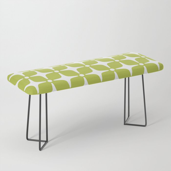 Mid Century Modern Star Pattern Chartreuse Green 2 Bench Gallery Image 1