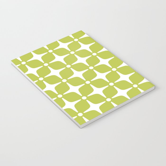Mid Century Modern Star Pattern Chartreuse Green 2 Notebook Gallery Image 3