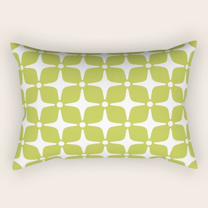 Mid Century Modern Star Pattern Chartreuse Green 2 Rectangular Pillow Gallery Image 1