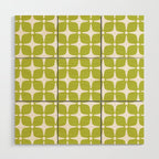 Mid Century Modern Star Pattern Chartreuse Green 2 Wood Wall Art Gallery Image 1