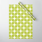 Mid Century Modern Star Pattern Chartreuse Green 2 Wrapping Paper Gallery Image 1