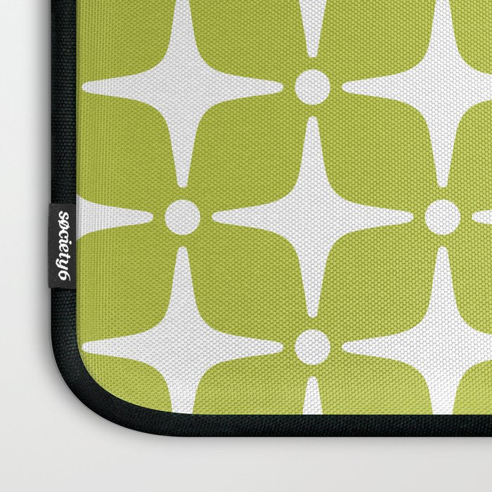 Mid Century Modern Star Pattern Chartreuse Green 2 Laptop Sleeve Gallery Image 3