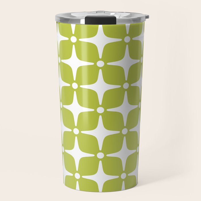 Mid Century Modern Star Pattern Chartreuse Green 2 Travel Mug Gallery Image 1