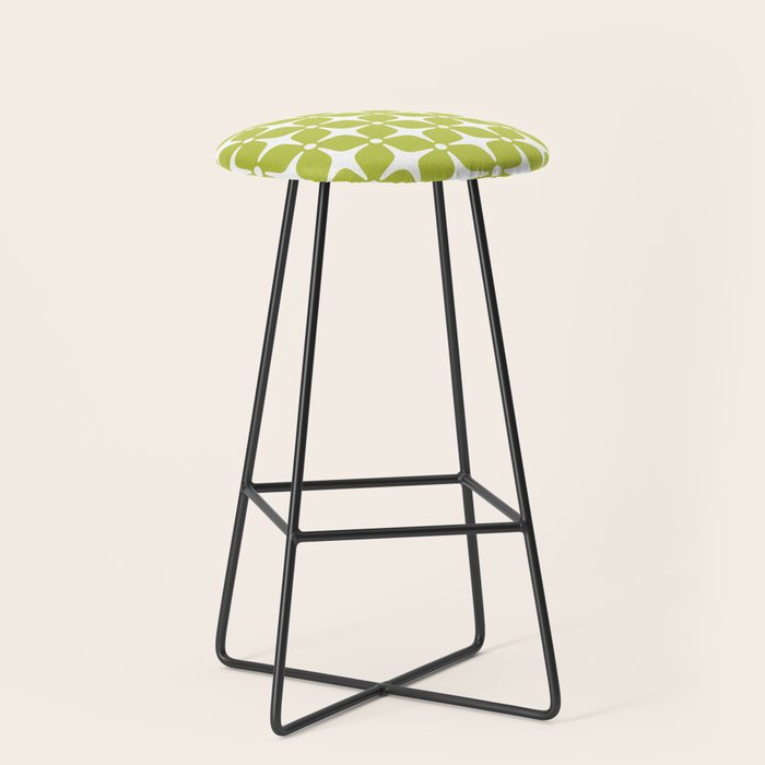 Mid Century Modern Star Pattern Chartreuse Green 2 Stool Gallery Image 1