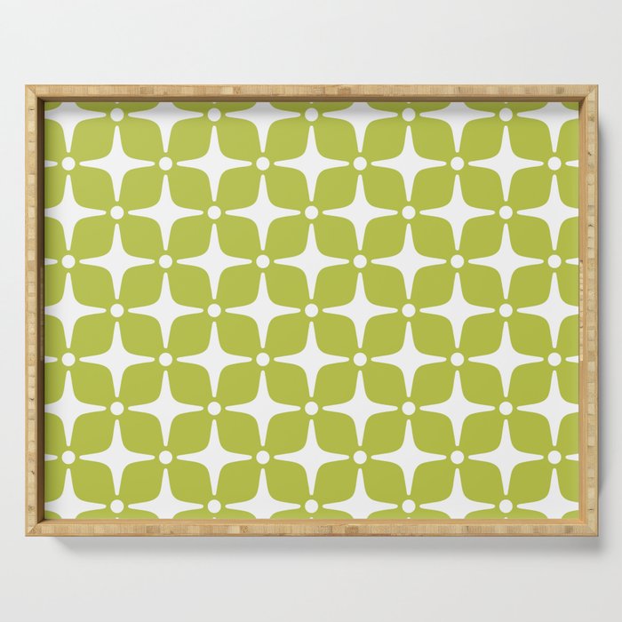 Mid Century Modern Star Pattern Chartreuse Green 2 Serving Tray Gallery Image 1