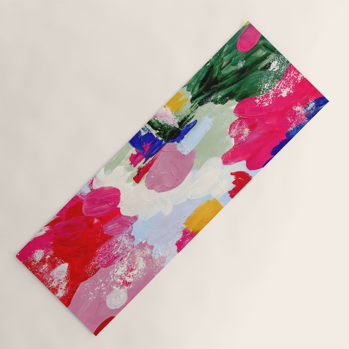 CANVAS: Viva Magenta 01 | Abstract Brushstrokes Yoga Mat Gallery Image 1