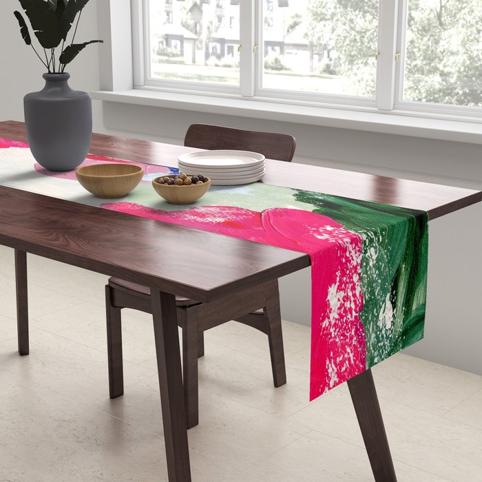 CANVAS: Viva Magenta 01 | Abstract Brushstrokes Table Runner Gallery Image 2
