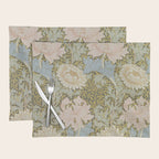 William Morris Vintage Chrysanthemum Pastel Pink Gold Blue 1876  Placemat Gallery Image 1