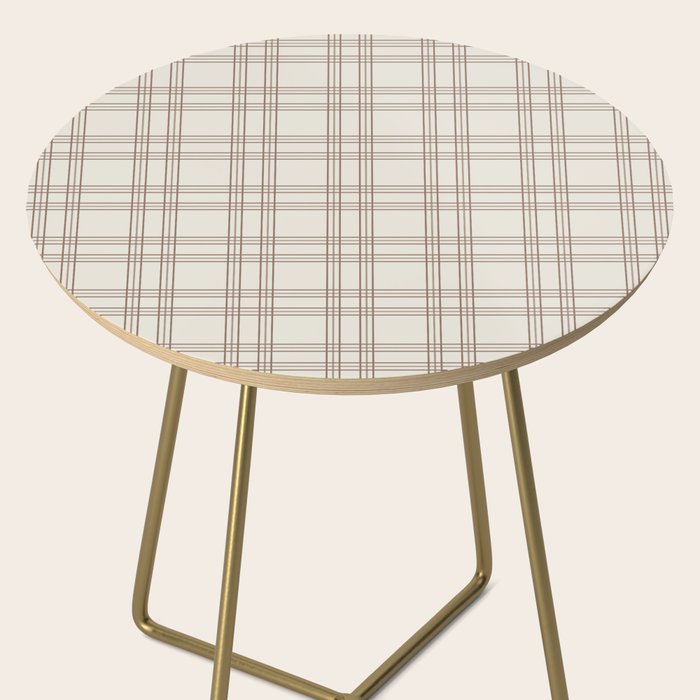 Brown And Cream Gingham Side Table Gallery Image 2