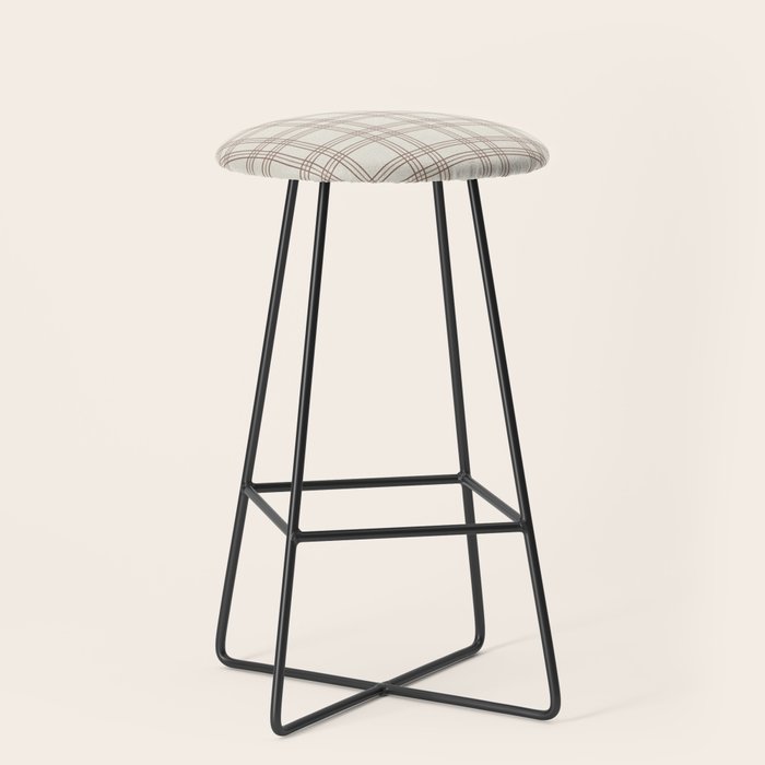 Brown And Cream Gingham Stool Gallery Image 1