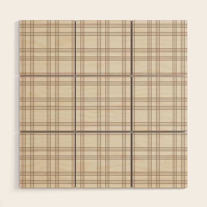 Brown And Cream Gingham Wood Wall Art Gallery Image 1