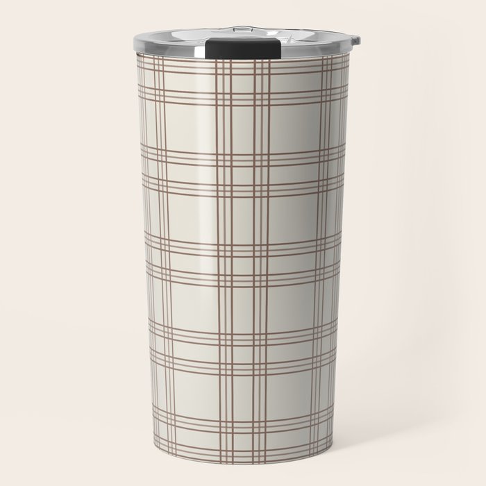 Brown And Cream Gingham Travel Mug Gallery Image 1