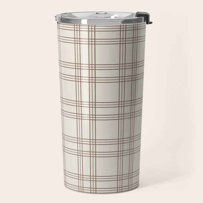 Brown And Cream Gingham Travel Mug Gallery Image 2